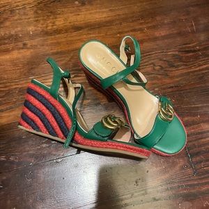 Green Gg espadrille wedges